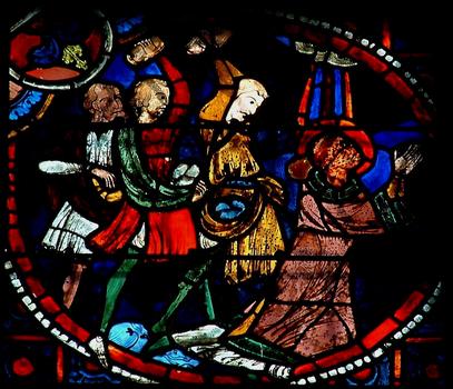Cathédrale de Laon:Choeur - Lancette de droite: la vie de saint Etienne - Lapidation de saint Etienne