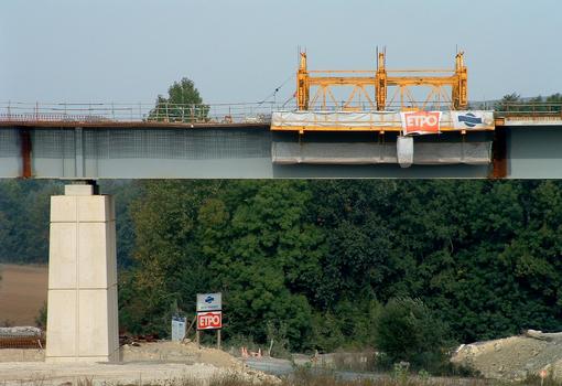 LGV Est-Européenne - Viaduc de Tramery en cours de construction - Réalisation du hourdis en béton armé en équipage mobile par ETPO et Maïa Sonnier