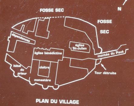 Pommiers - Prieuré Saint-Pierre - Plan du bourg et du prieuré