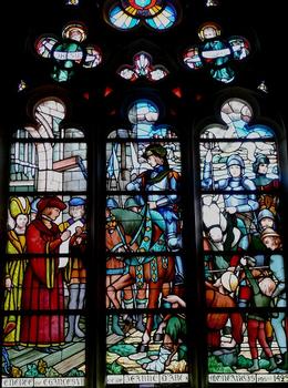 Montargis - Eglise de la Madeleine - Vitrail: Charles VII et Jeanne d'Arc à Montargis le 19 septembre 1429