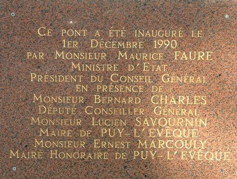 Puy-l'Evêque - Pont sur le Lot - Plaque commémorative