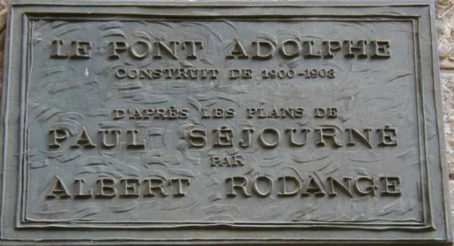 Pont Adolphe, Luxembourg.Plaque commémorative