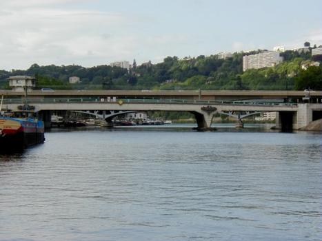 Kitchener Road and Railroad Bridges and the A6 Highway Bridge over the Saone in Lyons