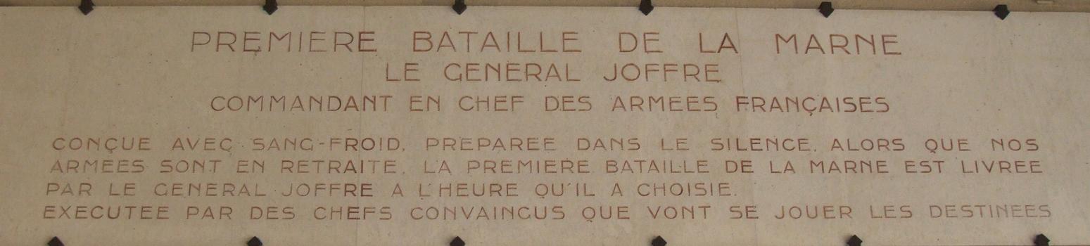 Dormans - Mémorial des Batailles de la Marne 1914 - 1918 - Plaque commémorative première bataille de la Marne 1914