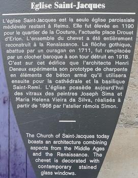 Reims - Eglise Saint-Jacques - Panneau d'information