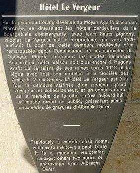 Reims - Hôtel Le Vergeur - Panneau d'information