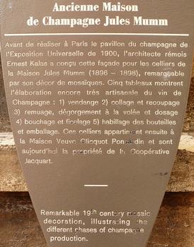 Reims - Cellier des champagnes Mumm - Panneau d'information