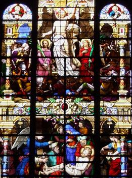 Saint-Mihiel - Abbatiale Saint-Michel - Bras sud du transept: Vitrail de la mort et de la Résurrection du Christ