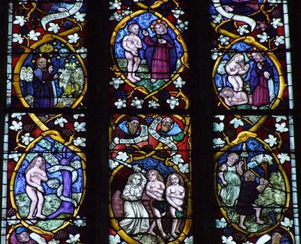 Zetting - Eglise Saint-Marcel - Choeur - Vitrail - Histoire d'Adam et Eve