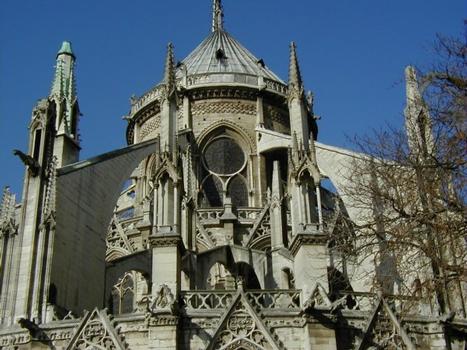 Notre Dame de Paris.Flying buttresses at the apse