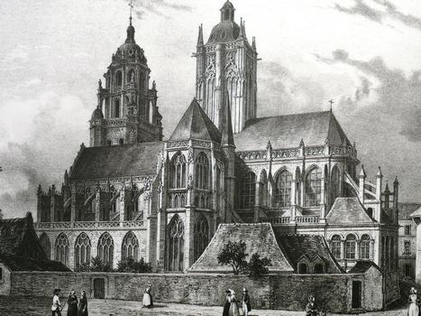 Argentan - Eglise Saint-Germain - Gravure de l'église au 19ème siècle