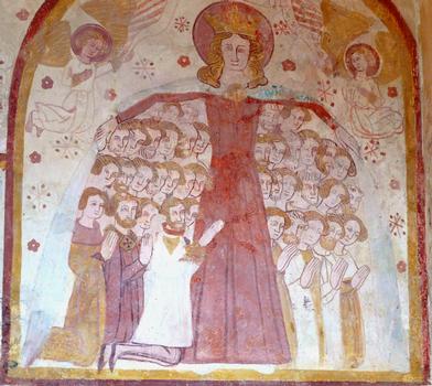 Eglise Saint-Céneri - Peinture murale du choeur avec la Vierge au manteau