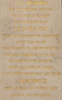 Paris 11ème arrondissement - Gymnase Japy - Panneau commémoratif