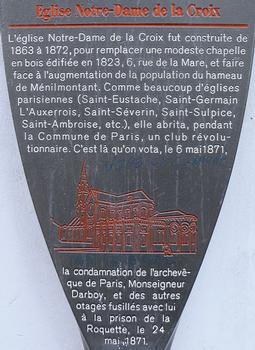 Paris 20ème arrondissement - Eglise Notre-Dame de la Croix - Panneau d'information: Paris 20 ème arrondissement - Eglise Notre-Dame de la Croix - Panneau d'information