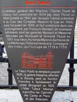 Bibliothèque Nationale de France - Site Richelieu - L'hôtel Duret de Chevry (ou Tubeuf) et les galeries superposées du palais Mazarin - Panneau d'information
