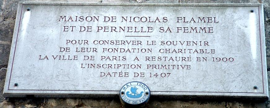 Paris - 51, rue de Montmorency - Maison de Nicolas Flamel (1407) - Plaque commémorative