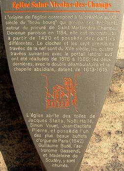 Eglise Saint-Nicolas-des-Champs, Paris. Information plaque
