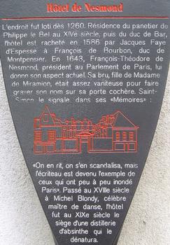 Paris - 5ème arrondissement - Hôtel de Nesmond - Panneau d'information