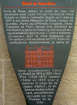 Hôtel de Sourdéac - Plaque d'information
