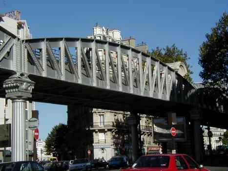 Viaduc de la Ligne n°2 du métro à Paris.Tablier courant