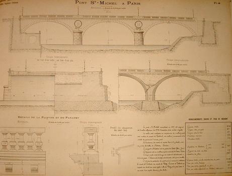 Paris - Pont Saint-Michel - Plan se trouvant dans «Cours pratique de travaux publics (1891)»
