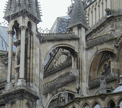 Reims Cathedral.Flying buttresses at the choir
