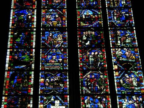 Cathédrale Notre-Dame, Rouen: Réemploi de vitraux de 1200 à 1230 - Vie de saint Nicolas et saint Séver