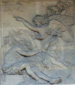Saint-Denis - Chapelle du Carmel - Bas-relief de gauche: Le Sommeil de Joseph par Joseph Deschamps