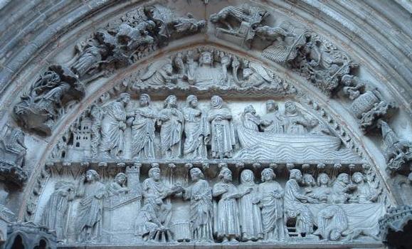 Eglise Notre-Dame, Semur-en-Auxois:Porte des Bleds - Tympan de la Légende dorée de l'apôtre saint Thomas