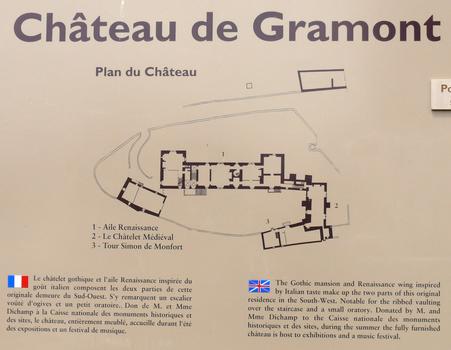Château de Gramont - Panneau d'information avec plan