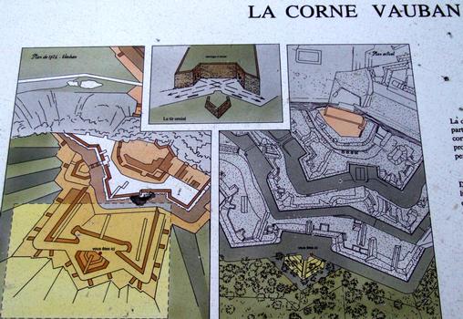 Citadelle de Belfort - Le quatrième fossé - La corne Vauban - Panneau d'information (plan)