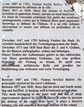 Citadelle de Belfort - Le quatrième fossé - Panneau d'information (texte)