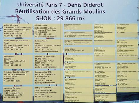 Paris - Université Paris 7 Denis Diderot - Bâtiment des Grands Moulins - Panneau d'information