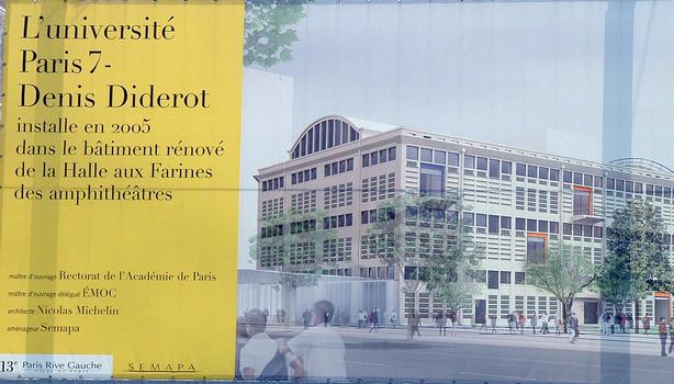 Paris - Université Paris 7 Denis Diderot - Bâtiment de la Halle aux Farines - Panneau d'information