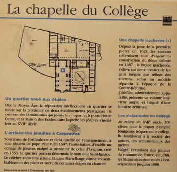 Carpentras - Chapelle du Collège - Panneau d'information