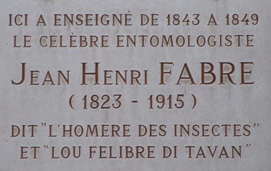 Carpentras - Ancien collège des Jésuites - Plaque commémorative de Jean Henri Fabre