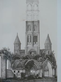 Charroux - Abbaye Saint-Sauveur - Image de l'abbatiale au 19ème siècle