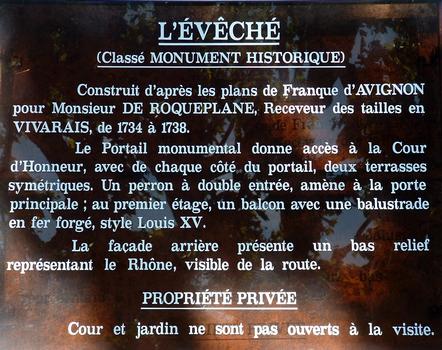 Viviers - Evêché (ancien hôtel de Roqueplane, ancien Hôtel de ville) - Panneau d'information
