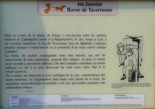 Voie Domitienne - Mane - Borne de Tavernoure - Panneau d'information