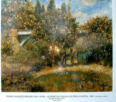 Pont de Chatou - Pont ferroviaire - Panneau d'information: Auguste Renoir peint le pont de Chatou