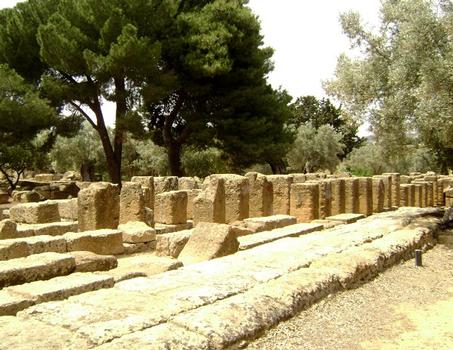 Le temple de Zeus (ou Jupiter) à Agrigente, a été construit vers 480 avant J.-C.; il était un des plus grands de l'antiquité (113 x 56,6 m). Il ne reste que les bases des colonnes et des piliers