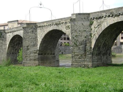 Le pont vieux, sur l'Aude, entre la cité de Carcassonne et la ville nouvelle (Bastide Saint-Louis)