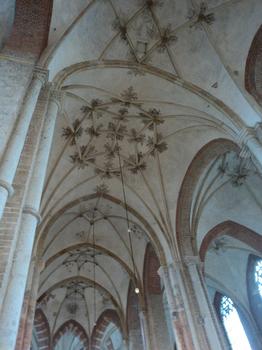La nef centrale de l'église Saint Lebuin à Deventer (Overijssel) a les voûtes étoilées peintes
