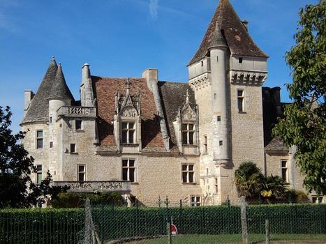 La façade (16e siècle) du château des Milandes, près de Castelnaud (Dordogne)