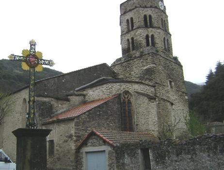 Le clocher de l'église Saint Etienne, à Mas-Cabardès (Aude)