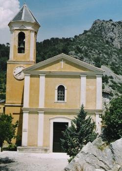 L'église de la Transfiguration (du 18e siècle), de style classique, à Peillon (Alpes-Maritimes)