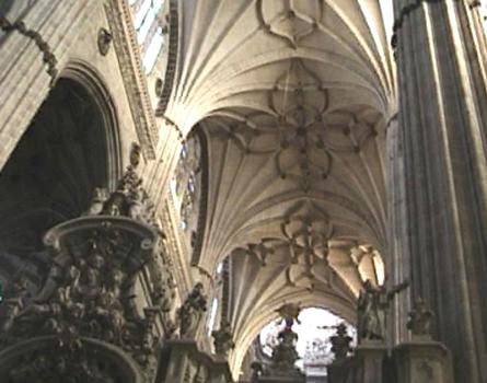 Les voûtes, de style gothique flamboyant, de la cathédrale de Salamanque (16e s.)