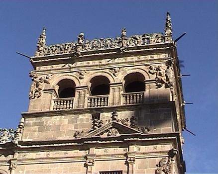 Une des tours sculptées du palais de Monterrey, à Salamanque
