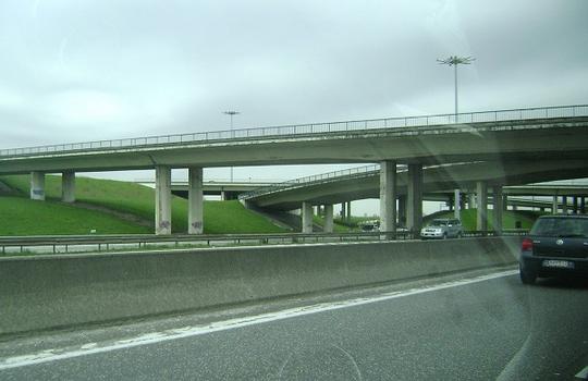 L'échangeur du périphérique (R0) de Bruxelles et de l'autoroute de l'aéroport à Zaventem