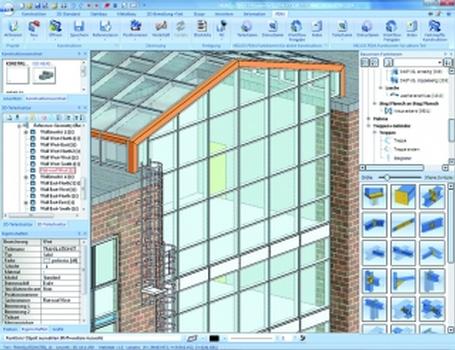 HiCAD 2011 mit neuem Andockfenster für Bauwesenfunktionen und PDM-Lösung speziell für den Stahl-/Metallbau (Screenshot: ISD)